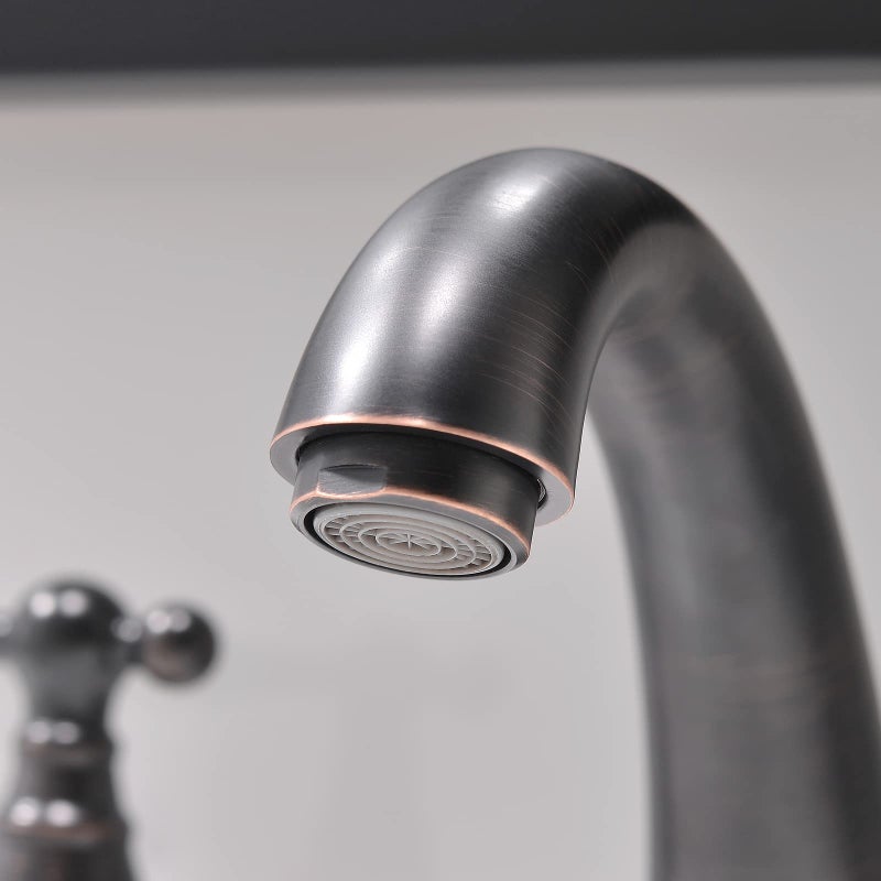 Phiestina 8 Inch 3 Hole Oil Rubbed Bronze Widespread Bathroom Faucet,Lavatory 2 Handles Vanity Sink Faucet with Copper Pop Up Drain, WF008-4-ORB - Image 4